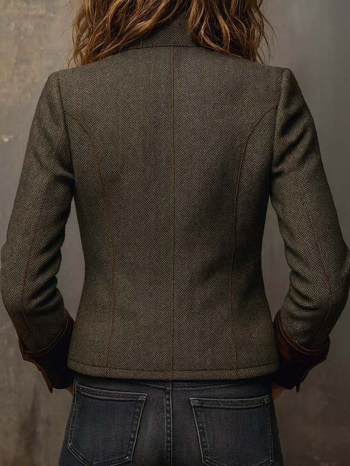 Blazer Feminino Vintage com Detalhes em Chevron