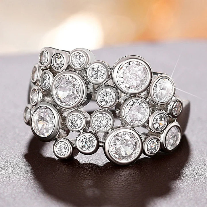 Anel vintage irregular com céu estrelado para mulheres