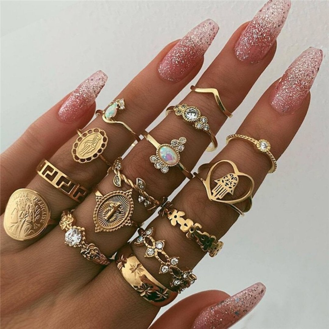Conjunto Exclusivo de 8 a 12 Anéis Premium