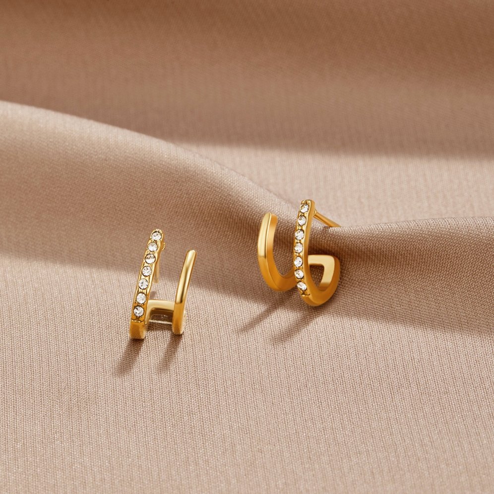 Brincos de Garra em Ouro 18K com Cristal