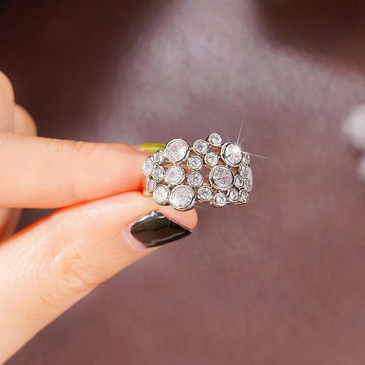 Anel vintage irregular com céu estrelado para mulheres
