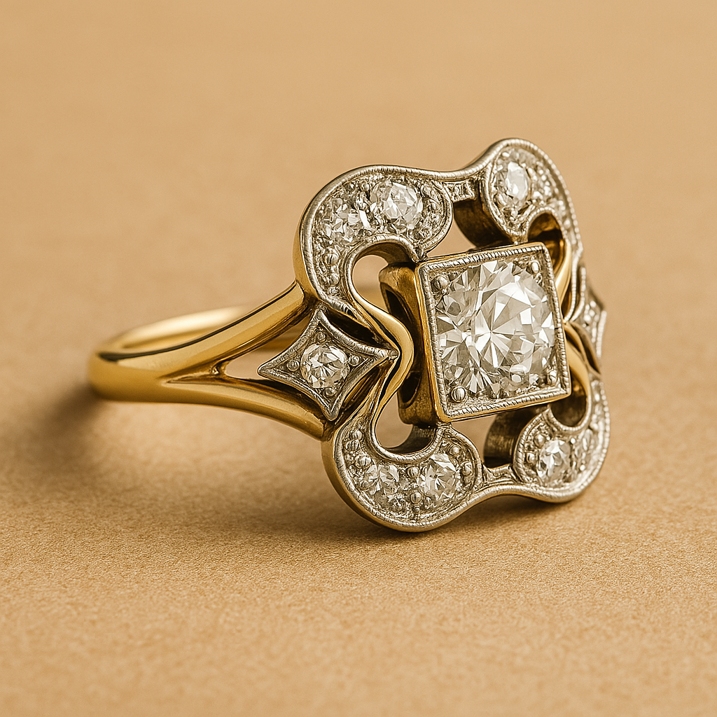 Anel de Ouro com Zircônia Vintage