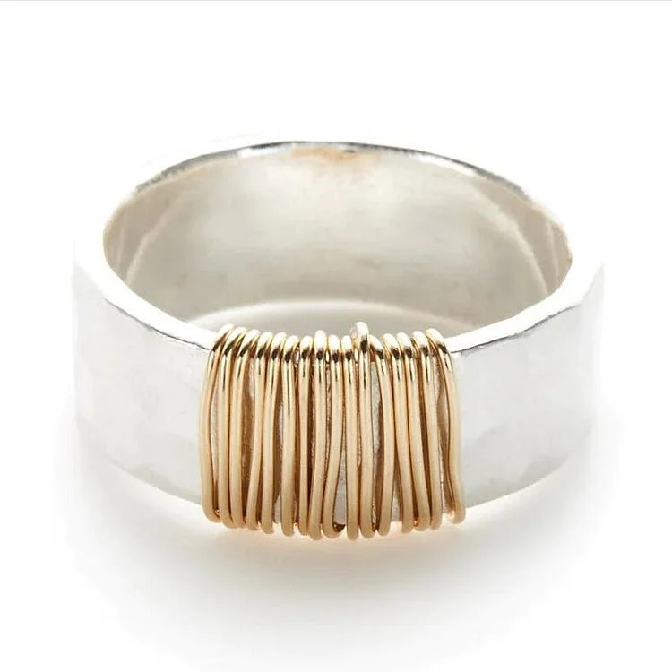 Anel de prata vintage Golden Threads