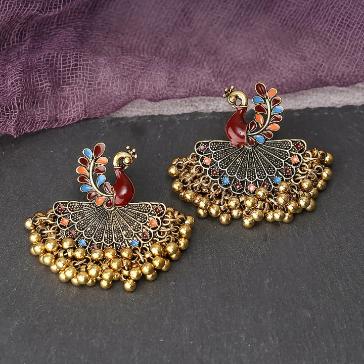 Brincos de pavão vintage de Bollywood