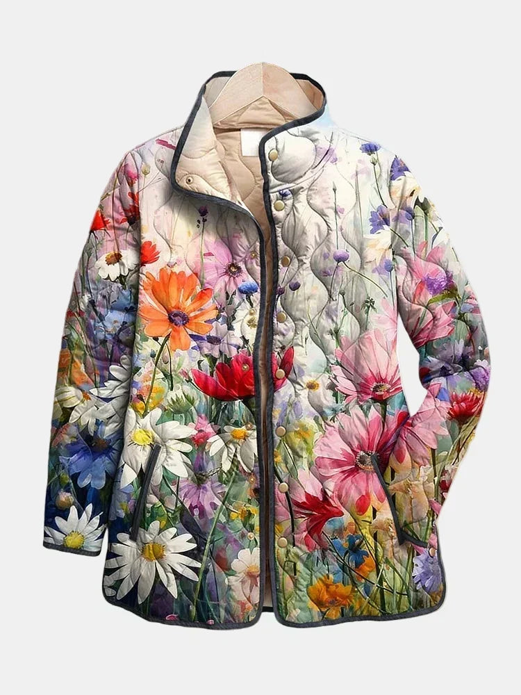 Kaia | Charmosa Jaqueta Quilted com Estampa Floral Vintage