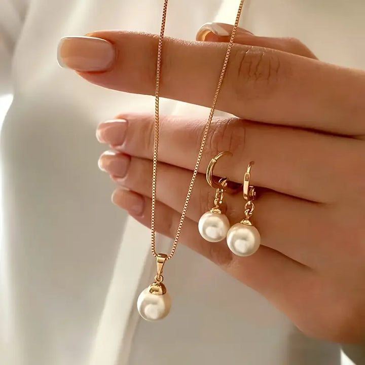 Conjunto de Joias com Pérola Golden Grace