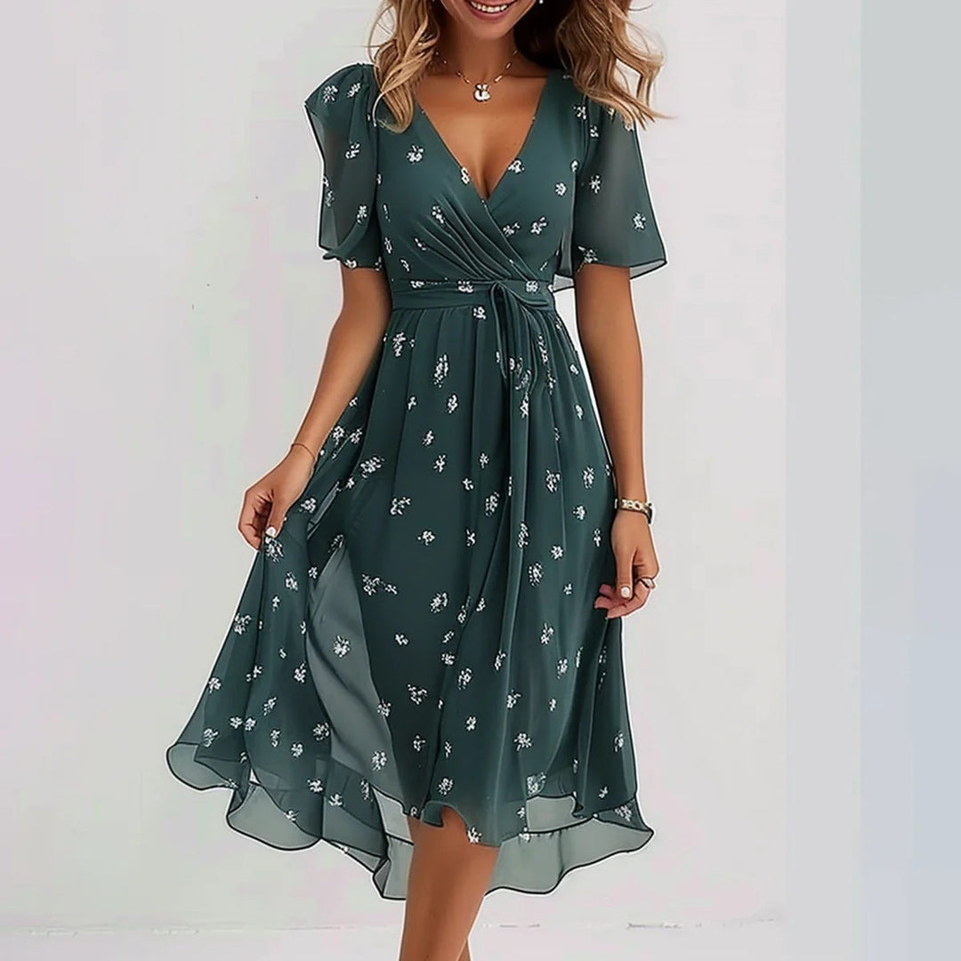 Lina™ | Vestido Estiloso com Mangas Curtas
