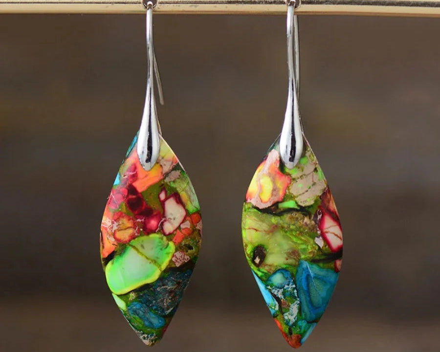 Brincos de Jaspe Imperial em Cores Variadas