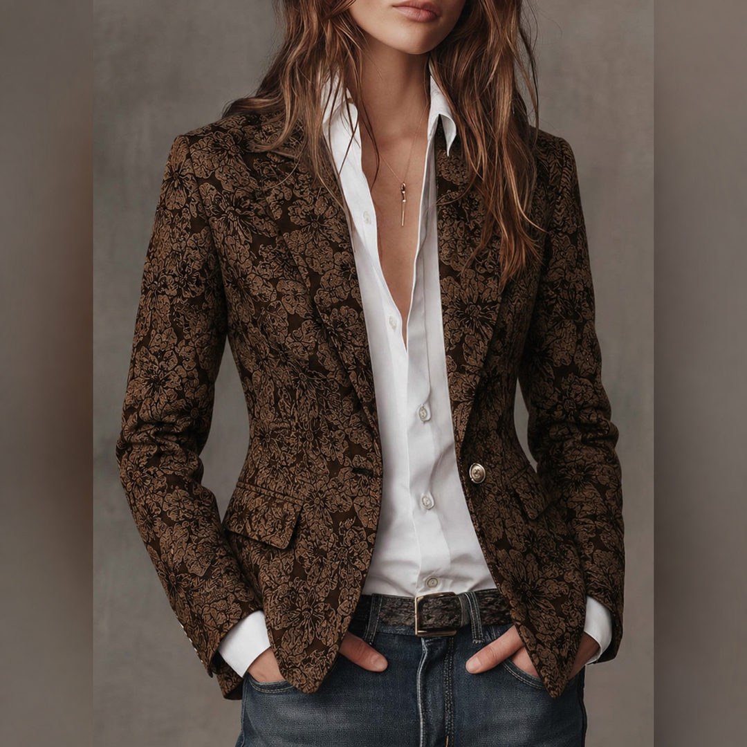 Blazer Feminino Jacquard Paisley Ajustado