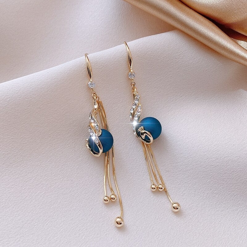Brincos Elegantes com Pérolas Azuis para Festas
