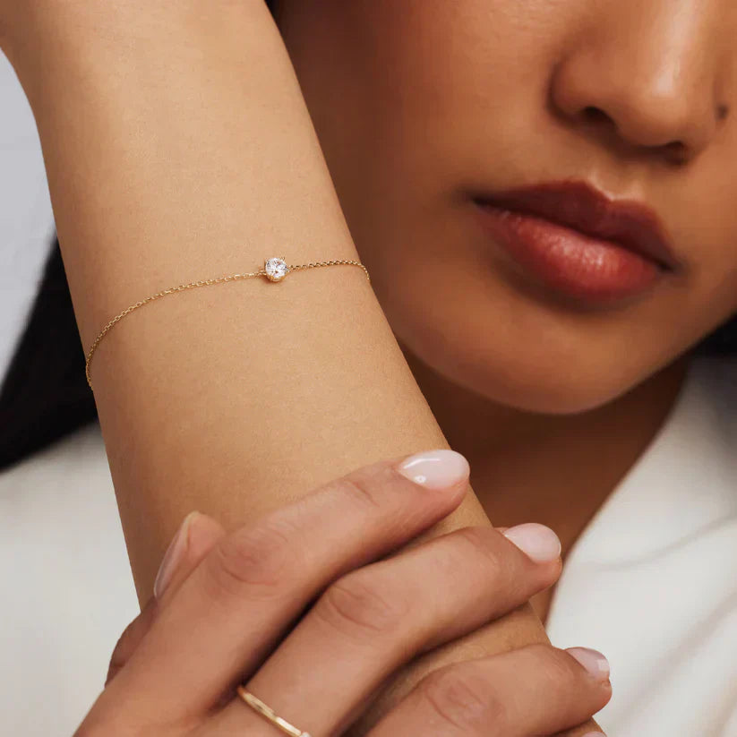 Pulseira com Pedra de Moissanita Cléa | Dourado