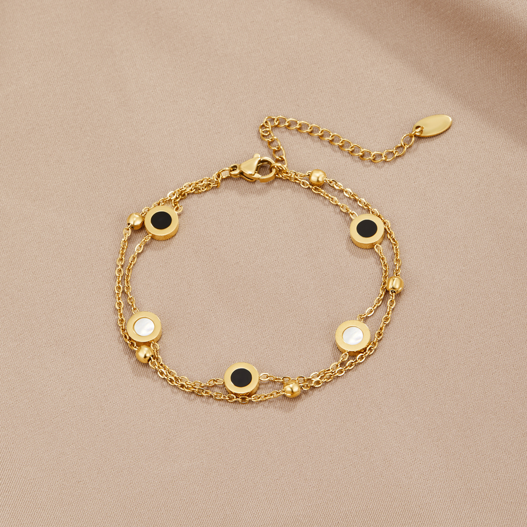 Pulseira de Ônix e Pedra Branca