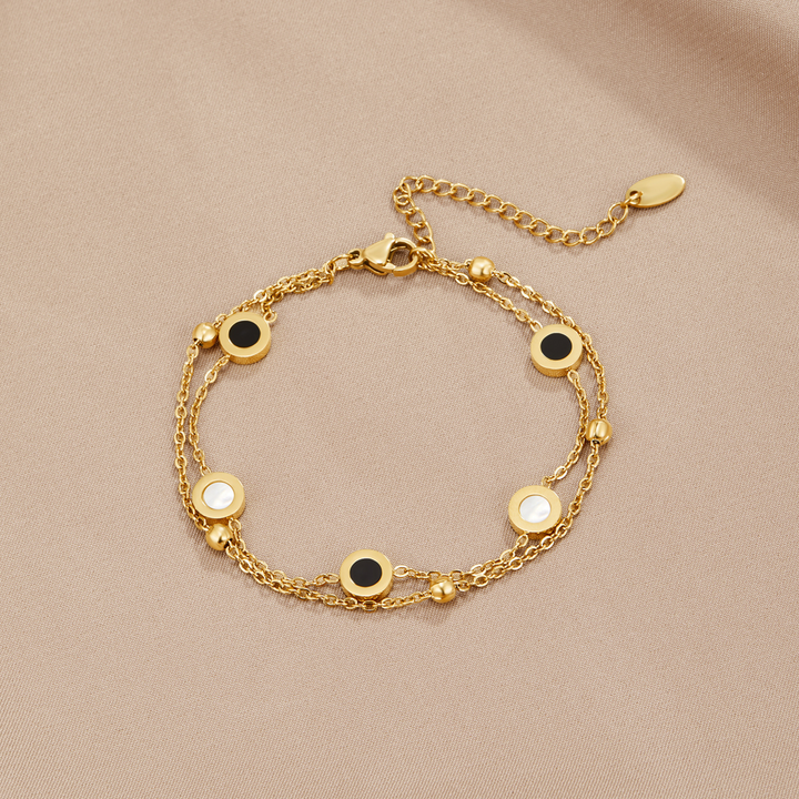 Pulseira de Ônix e Pedra Branca