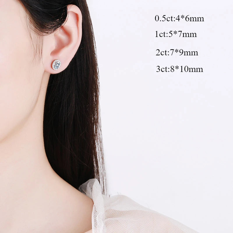 Smyoue 0.5CT 1CT 2CT 3CT GRA Certified Moissanite Stud Earrings for Women Bride Classic Wedding Jewelry 100% 925 Sterling Silver