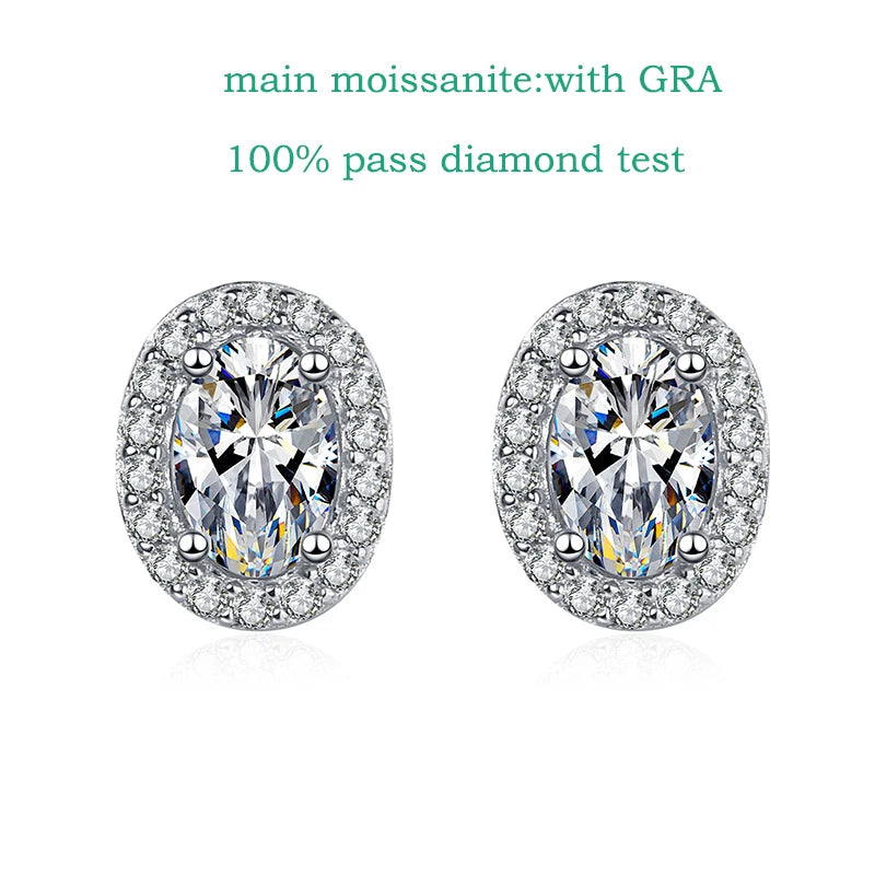 Smyoue 0.5CT 1CT 2CT 3CT GRA Certified Moissanite Stud Earrings for Women Bride Classic Wedding Jewelry 100% 925 Sterling Silver