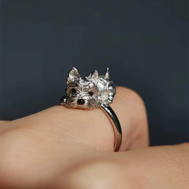 Anel Ajustável Retrô de Cães