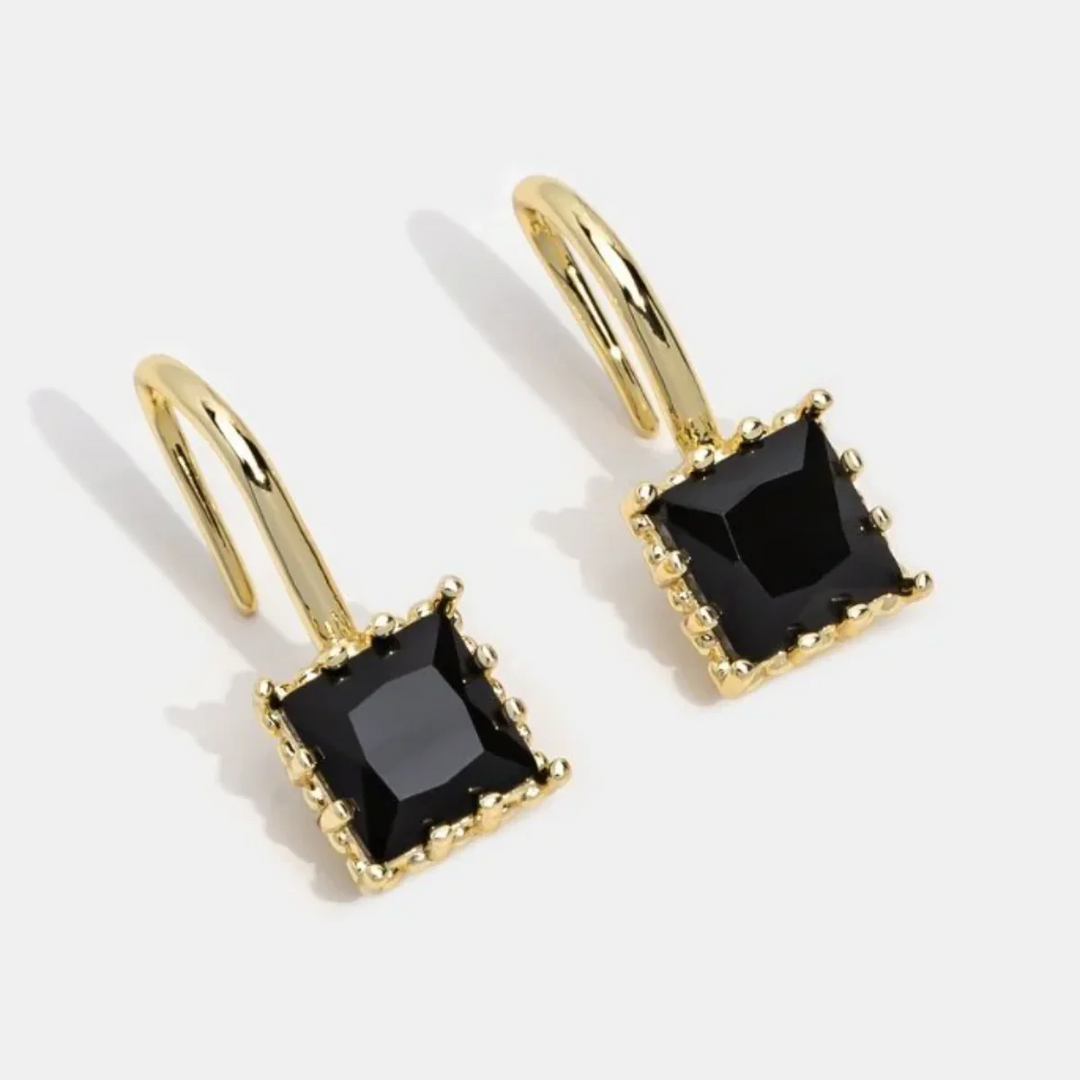 Brincos de Cristal Preto em Forma de Gota Piper