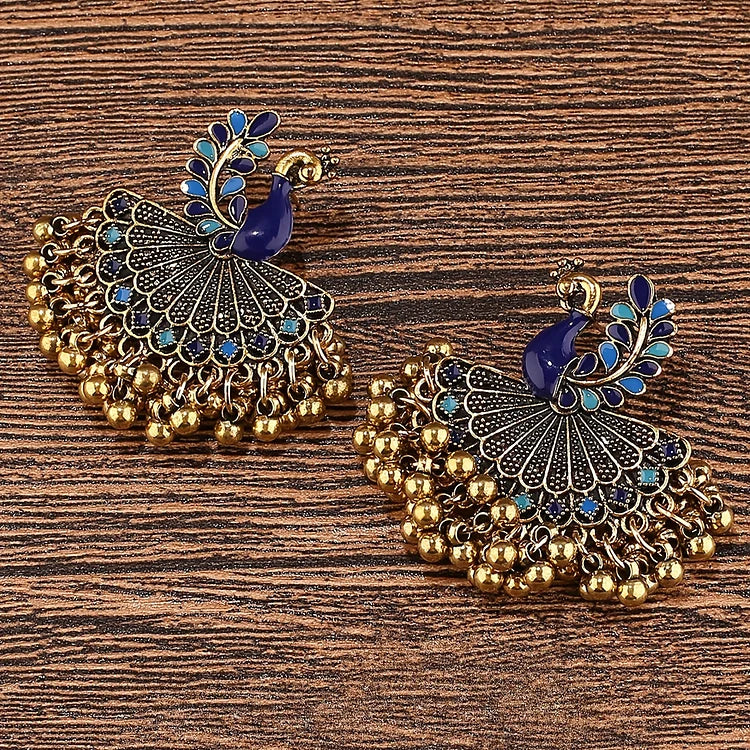 Brincos de pavão vintage de Bollywood