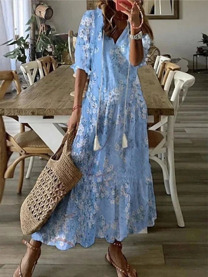 Lana - Vestido Maxi Boho que Valoriza a Silhueta