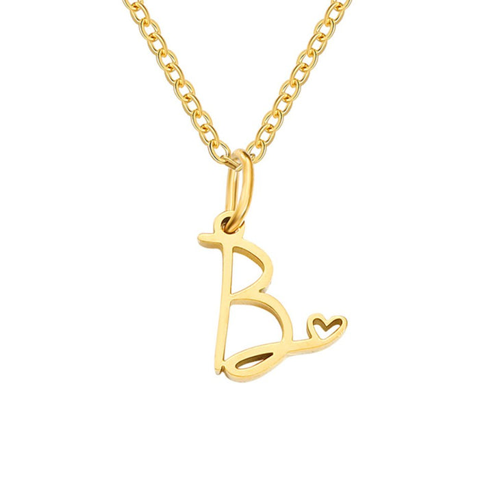 Heart Necklace with Gold Letter Charm