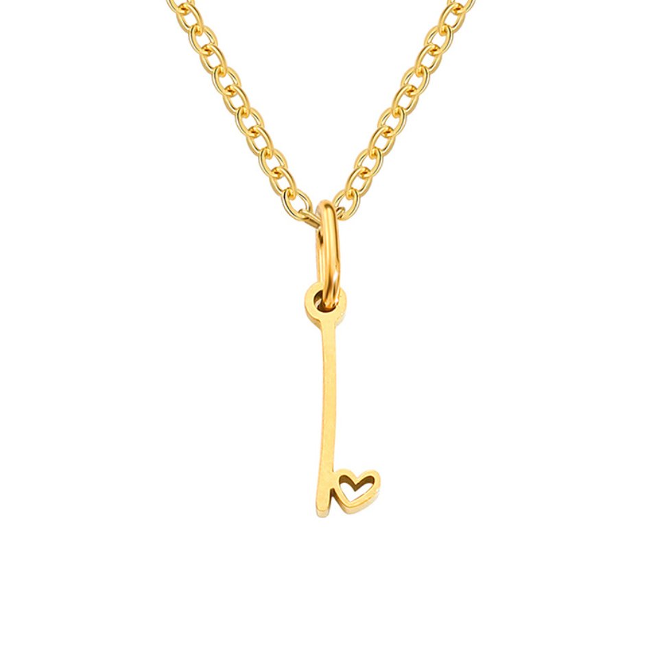 Heart Necklace with Gold Letter Charm
