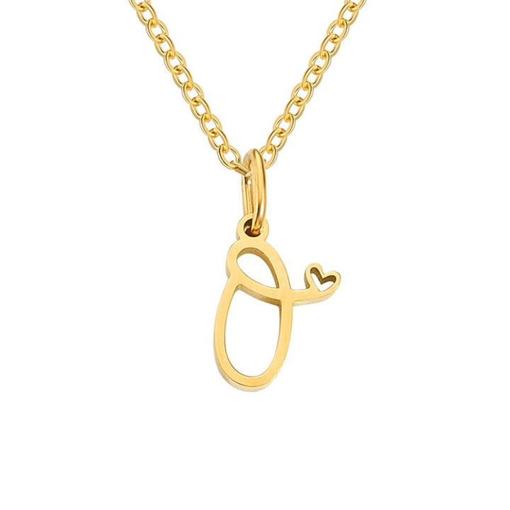 Heart Necklace with Gold Letter Charm