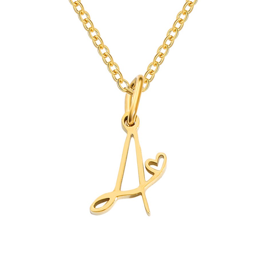 Heart Necklace with Gold Letter Charm