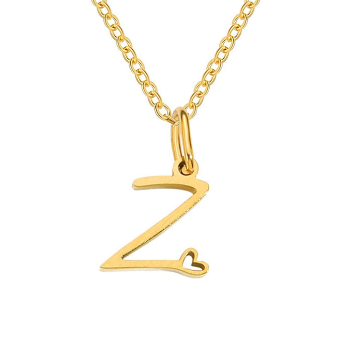 Heart Necklace with Gold Letter Charm