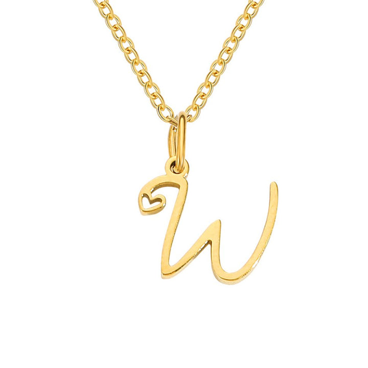 Heart Necklace with Gold Letter Charm