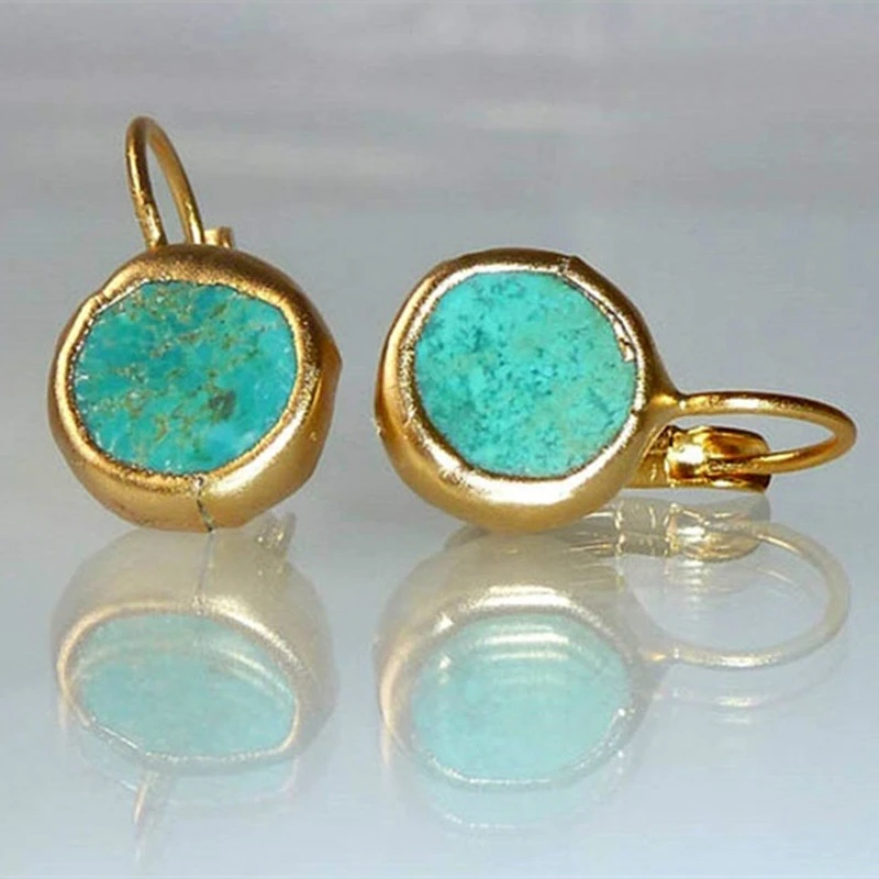 Brincos de Ouro com Turquesa