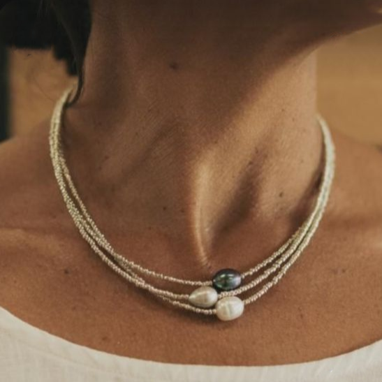 Colar Vintage de Pérolas Naturais