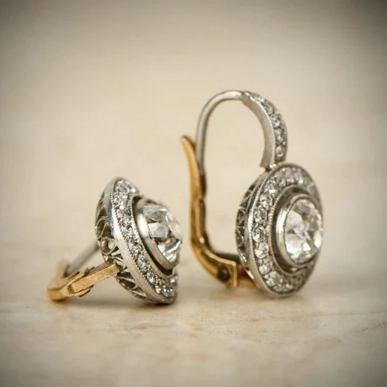 Brincos Vintage em Ouro e Prata com Cristais