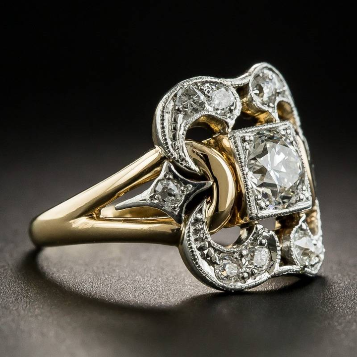 Anel de Ouro Vintage com Zircônia