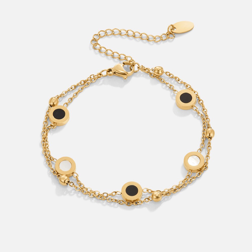 Pulseira de Ônix e Pedra Branca