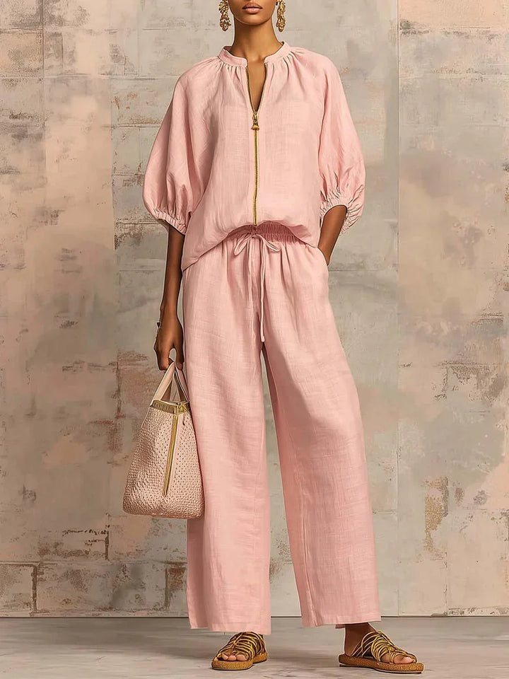 Amélie | Conjunto de Linho com Zíper em Duas Peças