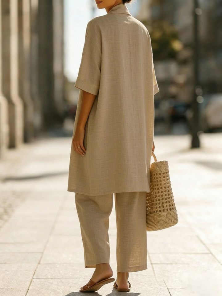 Elena | Conjunto Minimalista de Algodão e Linho em Três Peças