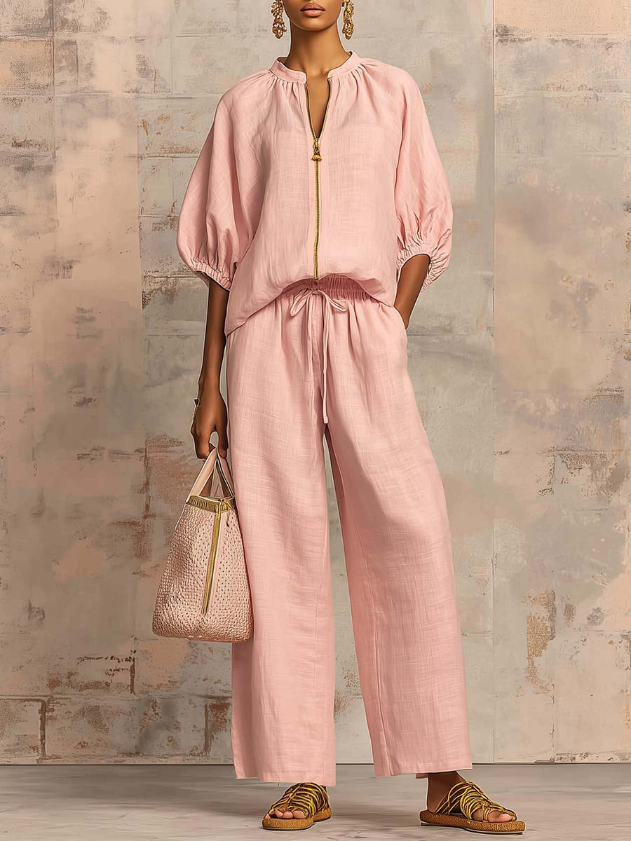 Leonie | Conjunto Elegante de Algodão e Linho em Duas Peças