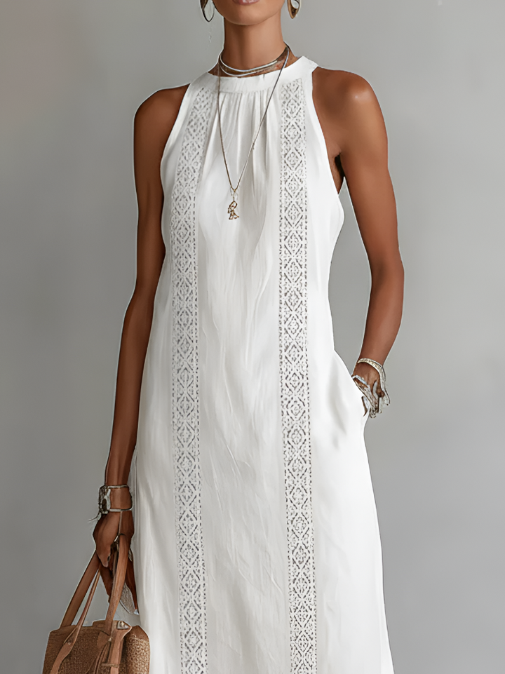Jimena | Vestido Midi de Linho com Gola Mao