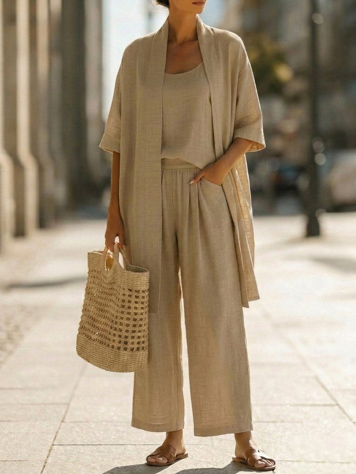 Elena | Conjunto Minimalista de Algodão e Linho em Três Peças