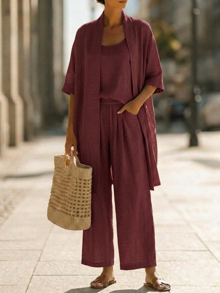 Elena | Conjunto Minimalista de Algodão e Linho em Três Peças
