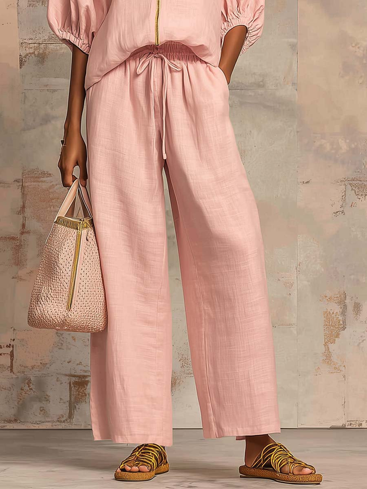 Leonie | Conjunto Elegante de Algodão e Linho em Duas Peças