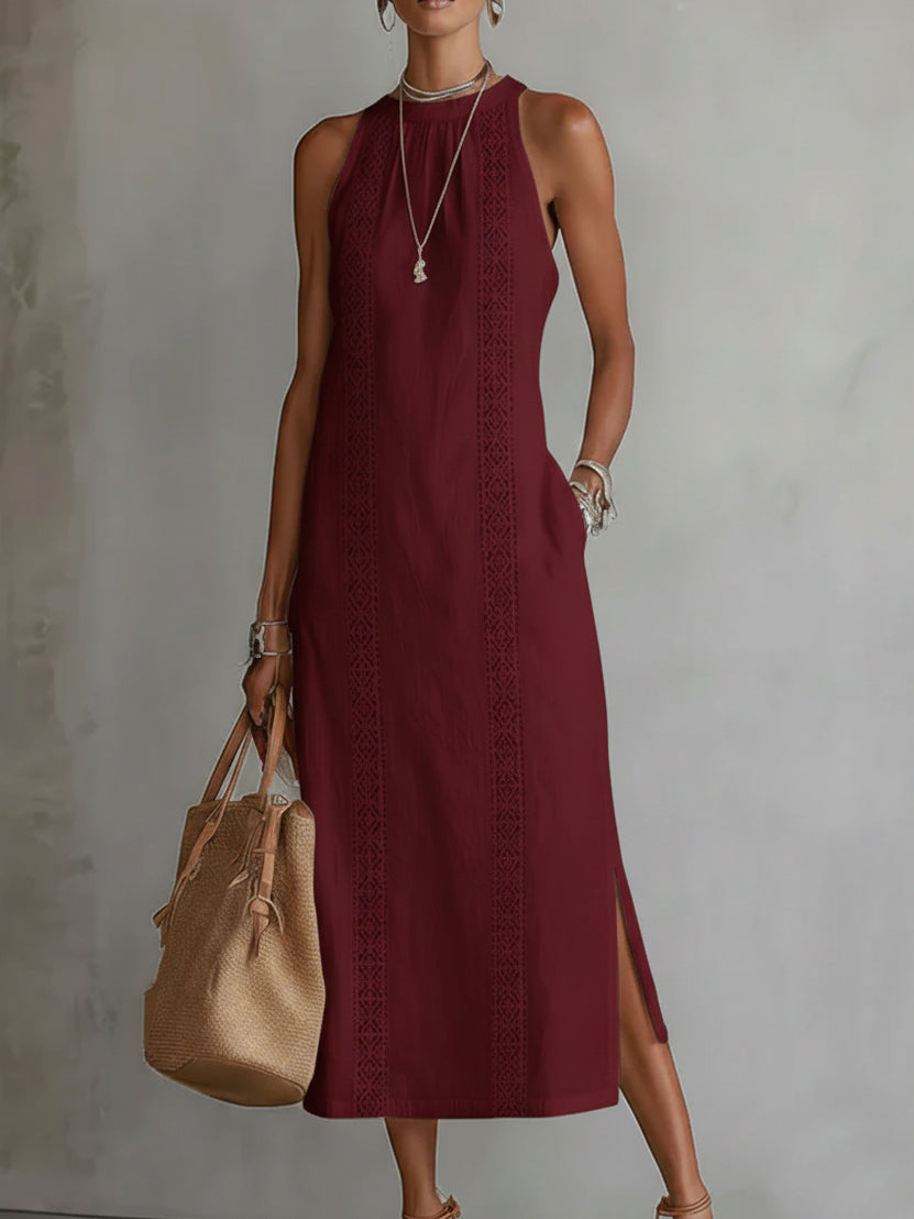 Jimena | Vestido Midi de Linho com Gola Mao