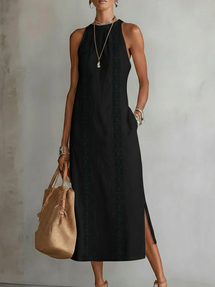 Jimena | Vestido Midi de Linho com Gola Mao