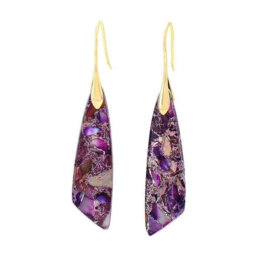 Brincos de Gota em Jaspe Roxo Intenso